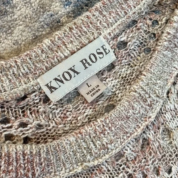 Knox Rose Sheer Knit‎ Tunic Sweater Ruffle Hem Academia Coquette Cottagecore L - Picture 6 of 15